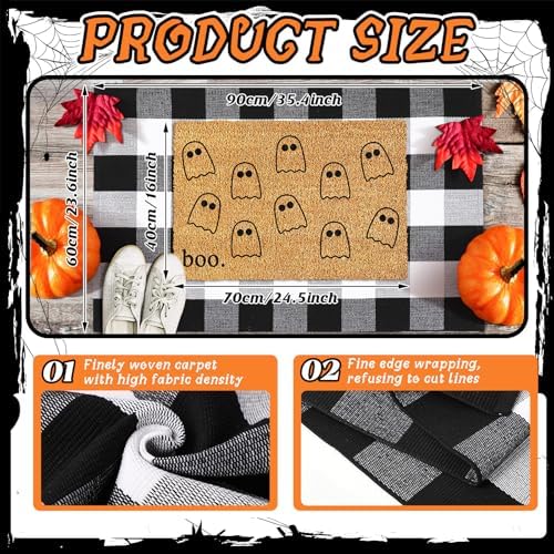 Duraaamo 2 Pcs Halloween Coir Doormat Outdoor Ghost Welcome Mat, Non-Slip - Image 3