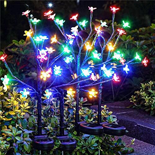 4 Pack Solar Lights Outdoor Waterproof, Garden Lights Solar Flowers by IUEECEN