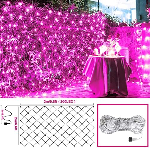 JMEXSUSS 200 LED Net Lights Outdoor, Pink, 9.8ft x 6.6ft, Plug in - Image 5