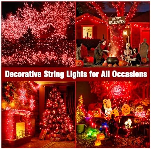 Nisocy 400FT Red Christmas String Lights with Remote, Green Wire LED Mini Lights, 8 Modes, Timer, Plug-in Indoor Outdoor Lights for Large Trees, Fences, Valentine’s Day, Halloween and Christmas Decor - Image 3
