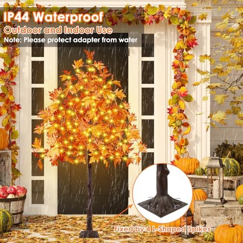 6FT Lighted Maple Tree 150 LED Artificial Fall Tree for Home Decorations - Image 2