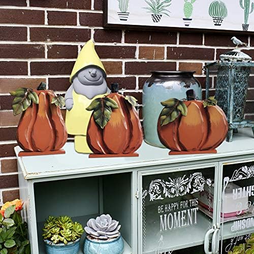 Wooden Pumpkin Sign Set of 3 Wood Rustic Autumn Tabletop Centerpiece - Image 3