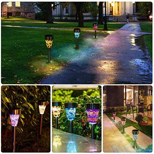 Solar Lights Outdoor Decorative, Solar Garden Lights Stakes, Flower Bed Decorations Mosaic, Decor for Path, Waterproof, 6 Pack - Image 6