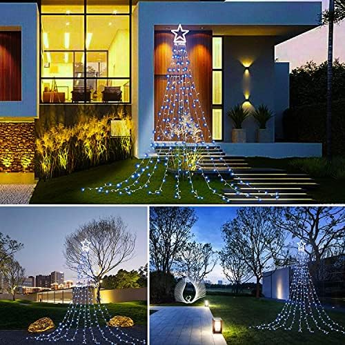 Christmas Decoration LED Star String Lights, Christmas Star String Lights with 317 LED Hanging Fairy Curtain Lights for Party Wedding Patio Indoor Outdoor Decorative - Image 4