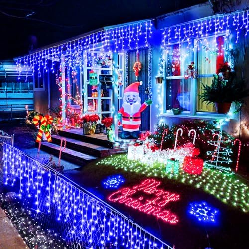 Christmas Lights Outdoor, 49FT 480 LED Ice Lights for Outside, 90 Drops Ice String Lights with 8 Modes, Waterproof Timer & Memory for Outside Decor, Yard, Garden, Eaves, Patio, Party (Blue) - Image 6