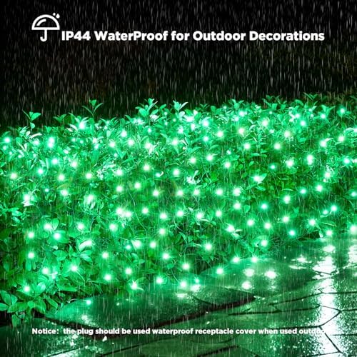Led Net Lights Christmas Lights Outdoor 200Leds 9ft x 6ft Upgraded Green Christmas Net Lighting, Waterproof 5mm LED Wide Angle Outdoor Indoor Mesh Net Light for Trees, Bushes, Shrubs Decorations - Image 3