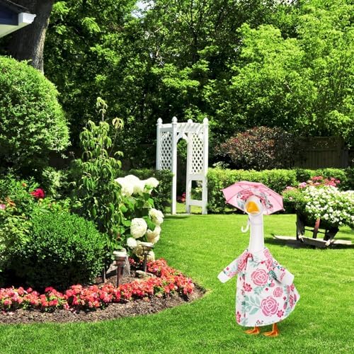 Soulchen 3 Pcs Summer Goose Outfit Porch Lawn, Pink Floral, 17 Inch - Image 7