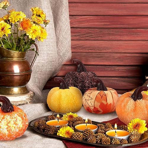Leinuosen 49 Pcs Fall Tree Ornaments Mini Pumpkin Decoration for Small Tree - Image 5