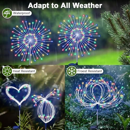 Solar Garden Lights Outdoor, 6 Pack 120 LED Twinkling Firework Lights Decorative with 2 Modes, Outdoor Waterproof Solar Starburst Light for Outside Yard Pathway Garden Decor, Multicolor - Image 3