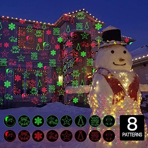 Christmas Laser Projector Lights, 8 Patterns LED Projection Lights with Remote, Landscape Projector Spotlights, Red and Green Star Show, Decoration for Outdoor and Indoor, Christmas, Holiday - Image 2
