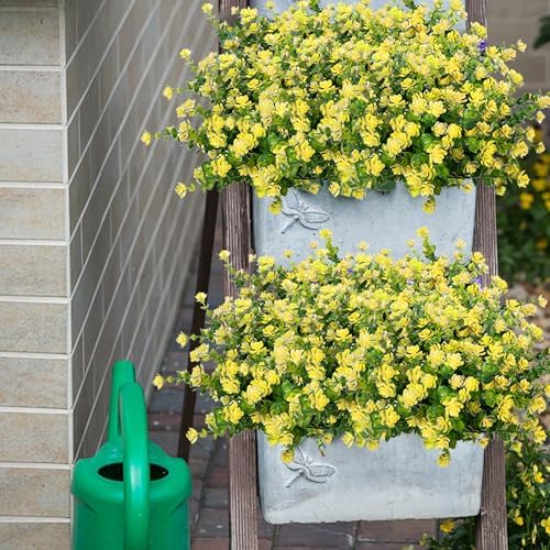 NETAP Outdoor Artificial Flowers UV Resistant, 20 Bundles Fake Realistic Floral Greenery Plants for Outside Porch, Window Boxes, Garden, Yard, Inside Home Table Decor, Yellow - Image 4