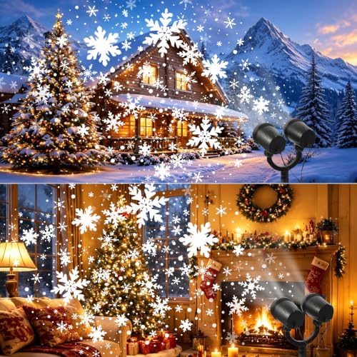 Christmas Double Head Snowflake Projector Lights,Indoor Outdoor LED Dynamic Snowflake Lights IP65 Waterproof, for Christmas Decoration, Holiday, Wedding, Yard Decor - Image 3