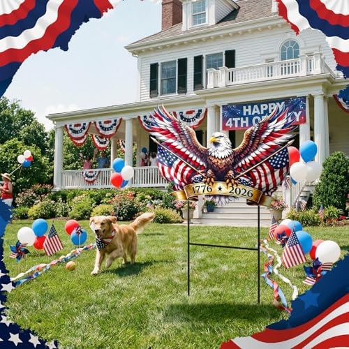 Amyhill 4th of July Outdoor Decor Patriotic Garden Metal Stakes - Image 5