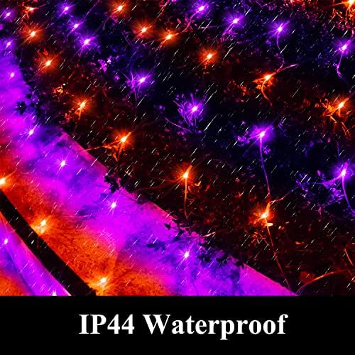 LED Net Light Halloween Decor Mesh Lights, 240LED Timer Tree Warp Fairy Lights Outdoor Hanging String Light for Home, Bedroom, Christmas, Garden, Walkway, Bushes Decor-9.8ft x 6.6ft(Purple&Orange) - Image 3