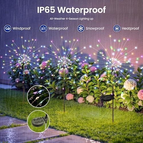 8Pack Solar Lights Outdoor, Multicolor Firework Lights - Image 4