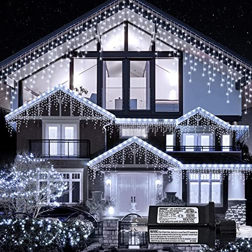 White Christmas Icicle Lights, 300 LED 33FT Icicle Curtain Lights by Unknown