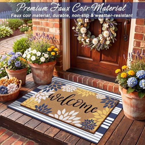 Drydiet 2 Pcs Fall Layered Doormat Set, Modern Floral Welcome Door Mat - Image 2