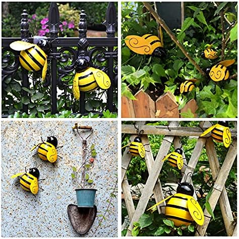 Yungeln Metal Wall Art, 4PCS Metal Bumble Bee Wall Decor, 3D Iron Bee Art Sculpture Hanging Wall Decorations for Outdoor Home Garden - Image 6