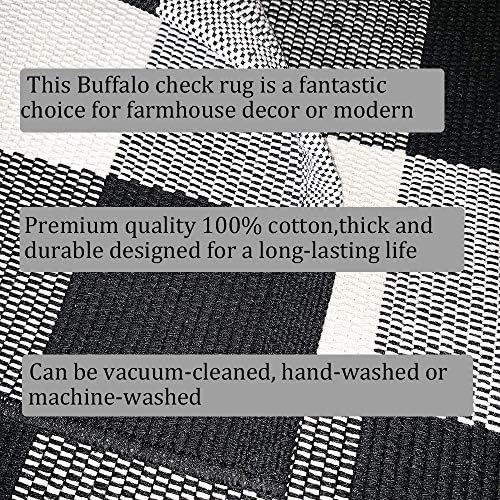 Buffalo Plaid Outdoor Rug, 3'x5' Black and White Check Indoor/Outdoor Area Rugs, Layering Rug for Hello/Welcome Door Mat, Washable Cotton Woven Farmhouse Mat for ​Christmas Front Porch Décor - Image 7