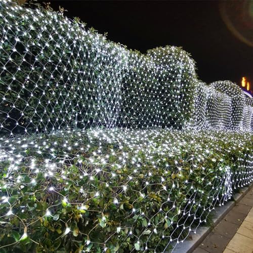 WATERGLIDE Outdoor Christmas Net Lights, 12FT x 5FT 360 LED Mesh String Light with 8 Lighting Modes, Connectable Waterproof Lights for Garden Tree Bushes, Holiday Wedding Party Decorations, White - Image 4