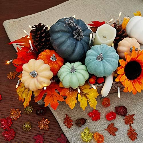 24 Pcs Bulk Assorted Rustic Harvest Artificial Pumpkins Foam Pumpkin in White Orange Green Teal for Fall Autumn Halloween Decoration Thanksgiving Party Home Kitchen Decor Baby Shower Wedding - Image 5