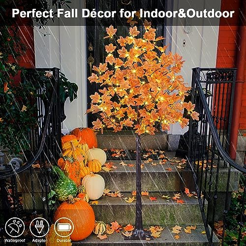 LIGHTSHARE 6FT 120LED Artificial Lighted Maple Tree Warm White Fall Decorations Indoor Ourdoor, Orange - Image 3