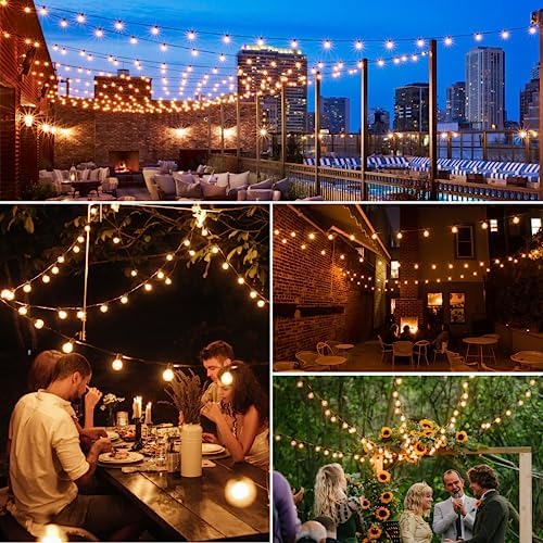 Mlambert 100Ft LED Outdoor String Lights, Dimmable Patio Lights, Waterproof Shatterproof 53 G40 Globe Bulb String for Backyard Bistro-Black 1 Pack - Image 6