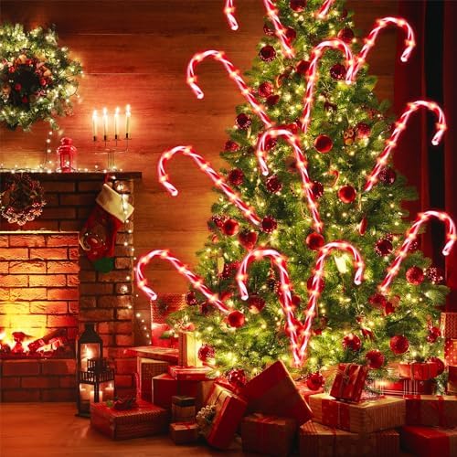 20 Pack Candy Cane Christmas Decorations Outdoor, 15inch Christmas Pathway Lights with Timer, 8 Flashing Modes Candy Cane Lights, 4.5V Red LED Outdoor Xmas Decor for Walkway Yard Lawn Porch Holiday - Image 7