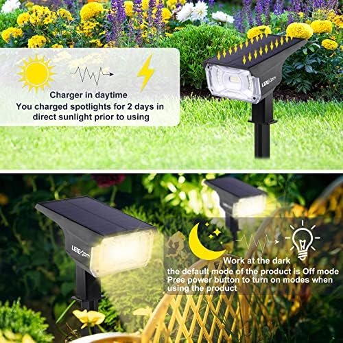 LEREKAM 40 LEDs Spotlights,IP65 Waterproof Solar Powered Landscape Spotlights 2-in-1 Wall Light, Outdoor Landscaping Lights Auto On/Off for Yard Garden 2Pack Warm-White - Image 5