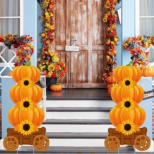 Thyle 2 Pack Fall Thanksgiving Outdoor Decorations, Pumpkin Yard Sign Stake - Image 7