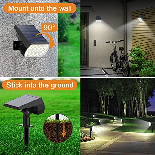 WELALO Solar Light Outdoor, IP68 Waterproof, 65 LED, Cool White, 6 Pack - Image 5
