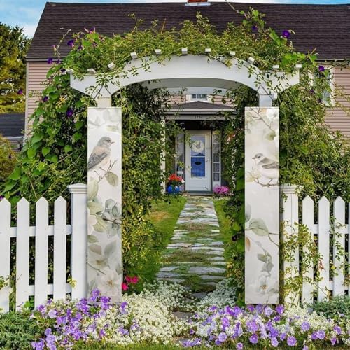 doginthehole 2 Pack Porch Banners for Front Door Aesthetic Floral Hummingbird Hanging Porch Flag for Outside Spring Summer Porch Signs and Decor Outdoor - Image 4