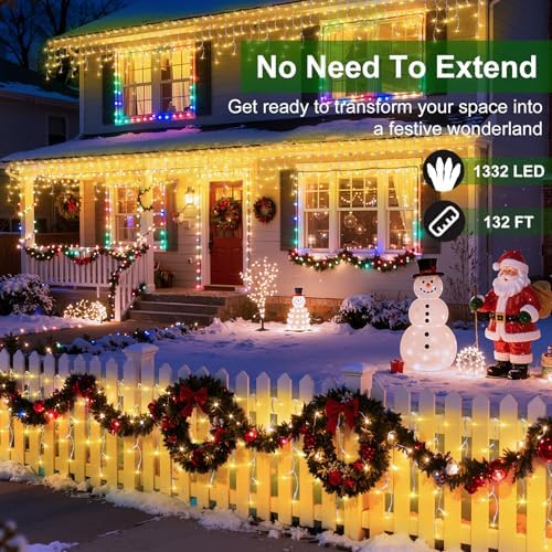 1332 LED 132FT Christmas Lights,296 Drops Icicle Lights with 12 Modes - Image 2