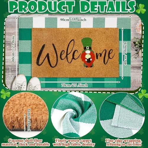 Duraaamo 2 Pcs St. Patrick's Day Coir Door Mat Welcome Outdoor - Image 3