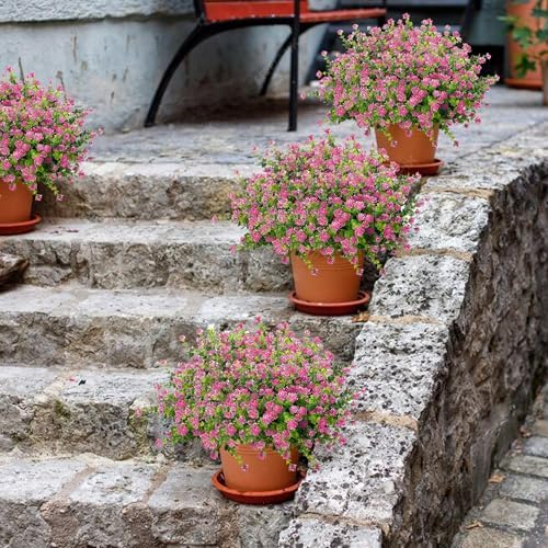 NETAP Outdoor Artificial Flowers UV Resistant, 20 Bundles Fake Realistic Floral Greenery Plants for Outside Porch, Window Boxes, Garden, Yard, Inside Home Table Decor, Pink - Image 5