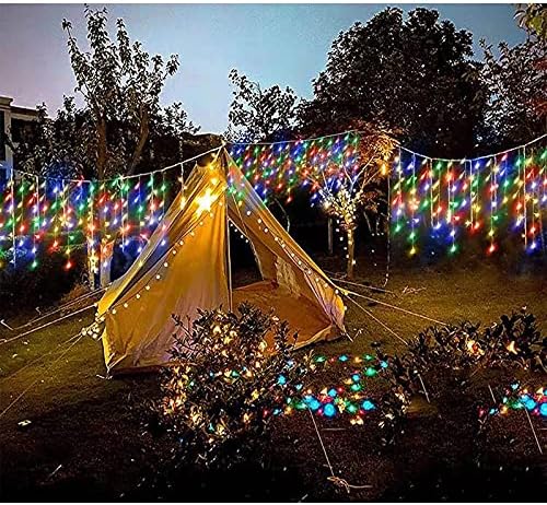 304 LED Solar Christmas Lights, Multicolored Outdoor Icicle Lights, 8 Modes Waterproof Solar Powered String Lights for Xmas Tree Patio Yard Garden Wedding Party House Eaves Roof Decorations - Image 5