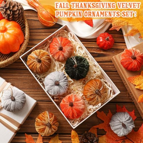 Vercraft 12 Pcs Fall Pumpkin Hanging Ornament, Fall Tree Decor, Assorted - Image 4