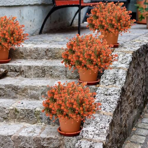 NETAP Outdoor Artificial Flowers UV Resistant, 20 Bundles Fake Realistic Floral Greenery Plants for Outside Porch, Window Boxes, Garden, Yard, Inside Home Table Decor,GreenOrange - Image 5