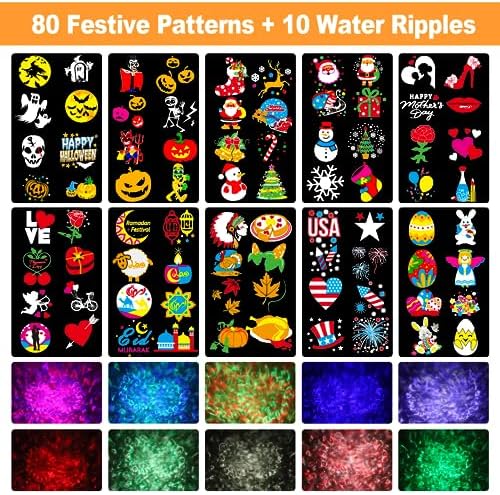 2026 Brighter Halloween Projector Lights,8 Patterns 10HD Slides (Ocean Wave & Patterns), 8 Themes Holiday Projectors with Remote for Halloween Decorations Outdoor or Indoors - Image 2