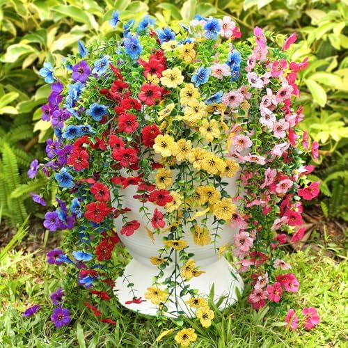 Artificial Hanging Flowers for Outdoors Spring Summer Decor by Playieer