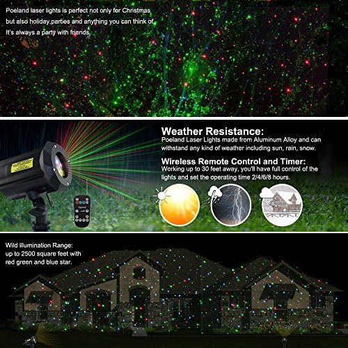 Poeland Garden Lights Moving Laser Christmas Lights Firefly Star Projector for Home and Garden - Image 4