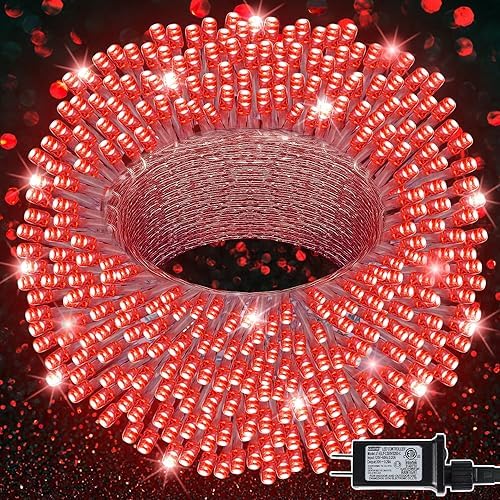 LJLNION 300 LED Valentines Lights, Extra Long 98.5FT Christmas String Lights Outdoor Indoor, 8 Lighting Modes, Plug in Waterproof Fairy Lights for Wedding Party Bedroom Decorations (Red) by LJLNION