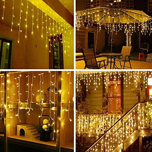LED Ceiling Icicle Lights, 16.4FT 216 LEDs 8 Modes Twinkle Christmas Hanging Fairy String Curtain Lights for Parties Mall Patio Yard Indoor Outdoor Decoration Warm White, 5M - Image 3
