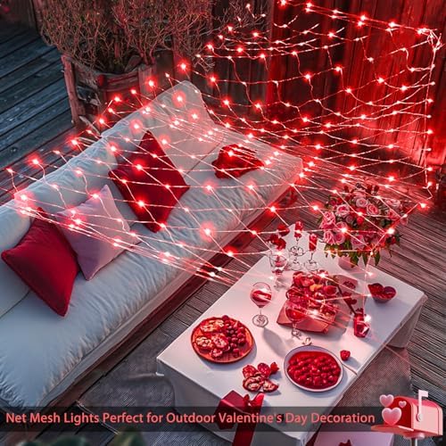 JMEXSUSS Red Christmas Net Lights Outdoor, 360 LED, 12ft x 5ft, Plug in - Image 2