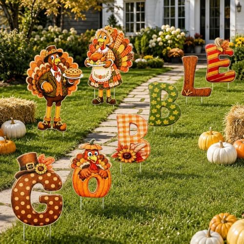 10Pcs Thanksgiving Yard Signs Stakes for Turkey Fall Outdoor Decorations - Image 5