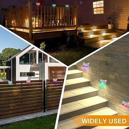 Geelin 32 Pcs Solar Deck Step Lights Outdoor, White Shell Multicolor Light - Image 5