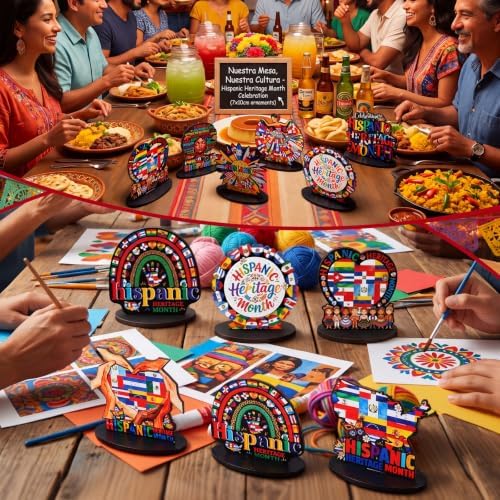 Wesiti 12 Pcs Hispanic Heritage Month Wooden Table Decorations, Latino Heritage Country Flag Table Centerpiece, Multinational Flags Tabletop Sign for Fiesta Tiered Tray Home Office Party Decor - Image 5