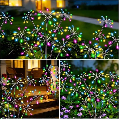 VOOKRY Solar Garden Lights Outdoor, 4 Pack Multicolor Fairy Firework Lights - Image 5