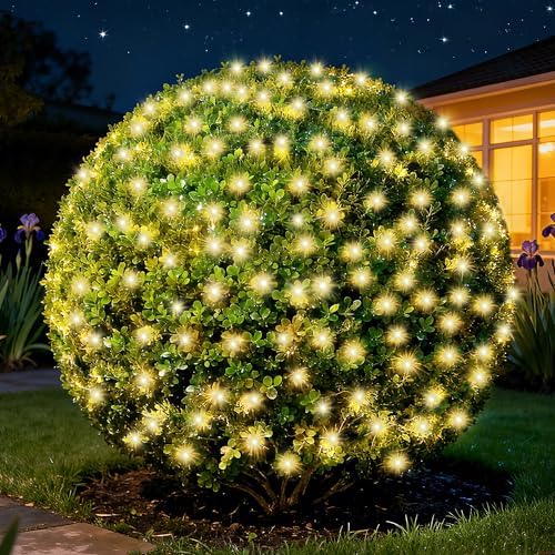 Led Christmas Net Lights Outdoor Christmas Decorations 120Led 6Ftx4Ft UL Certified Connectable Waterptoof Mesh Net Lights for Trees Bushes Shrubs Garden Outdoor Christmas Decorations(Warmwhite) by Depmen