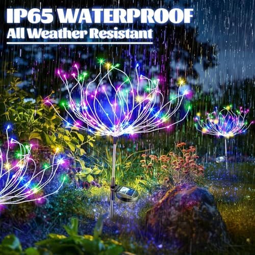 Anordsem Solar Garden Lights Outdoor: 120 LED Sparkler Fireworks Starburst Colorful Lighting - Waterproof DIY Dandelion Outside Yard Art Decorations - Gardening Gifts for Women Grandma - Image 5
